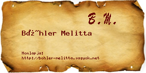Böhler Melitta névjegykártya